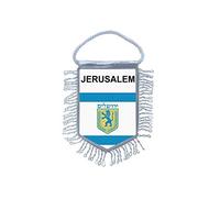 Akachafactory Fanion Mini Drapeau Pays Voiture Decoration Souvenir Blason Israel Jerusalem
