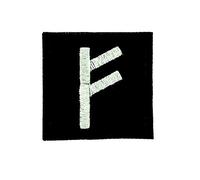 Akachafactory Patch ecusson Brode thermocollant Viking Odin Sorcellerie Rune Alphabet Wealth