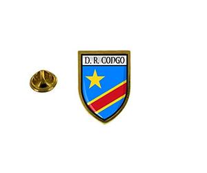 Akachafactory Pin Souvenir Ville Drapeau Pays Blason Congo rdc - Multicolore - Résine - Papillon Fermoir - 2,4 x 1,7cm - Unisex - Accessoire - Pin