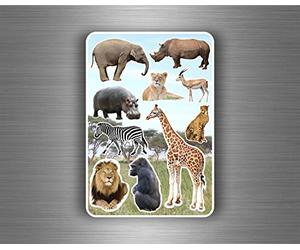 Akachafactory Planche 10 gommettes Autocollants Stickers Enfant Carte Animaux Jungle Savane