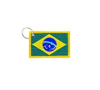 Akachafactory Porte cle cles Clef Brode Patch ecusson Badge Drapeau bresil Bresilien