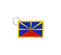 Akachafactory Porte cle cles Clef Brode Patch ecusson Badge Drapeau il de la Reunion