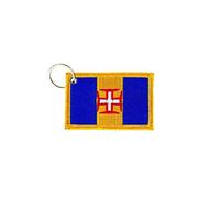 Akachafactory Porte cle cles Clef Brode Patch ecusson Badge Drapeau madeire Madeira Portugal