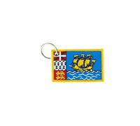 Akachafactory Porte cle cles Clef Brode Patch ecusson Badge Drapeau Saint Pierre et Miquelon