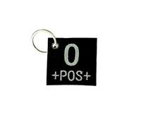Akachafactory Porte cle cles Clef Brode Patch ecusson Morale Groupe sanguin Militaire O+ Noir