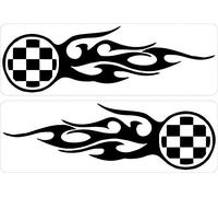 Akachafactory Set 2X Autocollant Sticker Laptop Voiture Moto Damier Flamme Course JDM