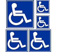 Akachafactory Set 5X Autocollant Sticker Voiture Porte Handicap Parking Toilette WC Panneau