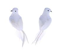 Akaddy Plume Blanche Mousse Artificielle colombes Amant Paix Paix colombes Oiseau Home Decor Jardin Mariage décor, 2 pcs