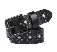 AKAFKKPYXSD Ceinture En Cuir Cloutée Tendance Décorée De Rivets Métalliques Boucle à Griffes Réglable Style Punk Rock Ceinture Décontractée(115cm/waist:38"~40", Black)