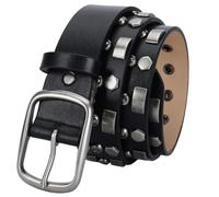 AKAFKKPYXSD Ceinture En Cuir Neutre Cloutée Décorée De Rivets Métalliques Boucle à Griffes Réglable Style Punk Rock Ceinture Décontractée(125cm/waist:43", A)