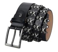 AKAFKKPYXSD Ceinture en Cuir Neutre Cloutée Décorée De Rivets Métalliques Boucle à Griffes Réglable Style Punk Rock Ceinture Décontractée(125cm/waist:43", B)