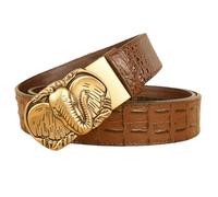 AKAFKKPYXSD Ceintures en Cuir De Crocodile Ceinture De Loisirs Neutre à Boucle Automatique à Cliquet Réglable Gravée d'un éléphant(115cm/waist:39", Brown)