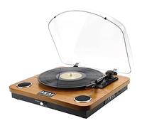 AKAI -Tourne-Disque Bluetooth, Platine Vinyle Vintage 33/45/78 TR/Min, Haut-parleurs stéréo intégrés, Enregistrement de Vinyle, USB, Sortie Audio RCA, Lecteur de Carte SD, Bois Naturel