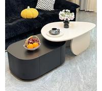 AKALNNB Ensemble de table basse gigogne, design rétractable, design combiné en planche et bois, tables gigognes pour petits espaces, facile à assembler