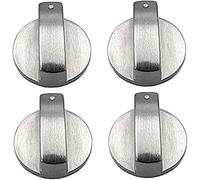 AKAMAS Bouton de Cuisinière à Gaz avec Adaptateur de Verrouillage, Commutateur de Four Universel 6mm Argent, 4PCS