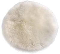 AKAMAS Coussin Rond en Fausse Fourrure - Coussin de siège en Peau de Mouton synthétique - Tapis de Chaise - Tapis de Table Basse - Tapis de Coiffeuse Tapis de Miroir pour la Maison Blanc 40 cm