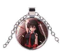 Akame ga KILL Collier long pour Anime Fans Collection Figurine Affiche Verre Dôme Pendentif Couleur Argent Punk Métal Chaîne