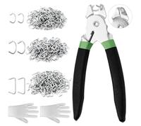 Akamino Kit de 452 pinces droites à ressort en acier A3 avec 450 anneaux porcs en acier galvanisé (1,9 cm, 1,27 cm, 0,95 cm) et gants, kit d'installation de tissus d'ameublement pour clôtures, cages