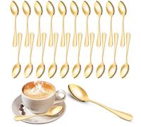Akamino Lot de 20 cuillères à café dorées de 13,7 cm en acier inoxydable avec placage titane, cuillères à café finition miroir pour dessert, soupe, expresso, latte, fête de restaurant à domicile