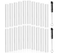 Akamino Lot de 20 tubes en verre borosilicate transparent de 10,2 cm de long pour loisirs créatifs, diamètre extérieur de 12 mm, diamètre intérieur 8 mm, 2 parois en verre borosilicate avec 2 brosses
