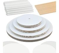 Akamino Lot de 230 planches à gâteau rondes en carton avec chevilles en bois et chevilles de paille pour mariage, fête d'anniversaire (blanc) 30,5 cm, 20,3 cm, 15,2 cm