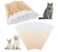 Akamino Lot de 300 cotons-tiges longs de 15,2 cm pour chiens et chats, pour soins des oreilles de chien, longs bâtons en coton de bambou pour solution de nettoyage des oreilles de chien
