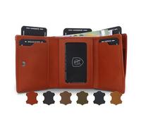 AKAROA Henry Portefeuille trifold pour homme en cuir de vachette véritable 7,5 x 9,5 cm avec 10 emplacements pour cartes et compartiment à monnaie avec fermeture éclair YKK - Portefeuille au format