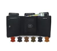 AKAROA Henry Portefeuille trifold pour homme en cuir de vachette véritable 7,5 x 9,5 cm avec 10 emplacements pour cartes et compartiment à monnaie avec fermeture éclair YKK - Portefeuille au format