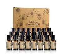 AKARZ Hots 24x10ML ensembles arbre à thé, lavande,bois de santal, patchouli, jasmin,rose,menthe poivrée,musc,eucalyptus,violette,origan, romarin,lys,fleur de cerisier,néroli,vanille, huile essentielle