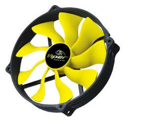 Akasa 14cm Viper R Fan Boitier PC Ventilateur Noir, Jaune