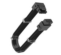 Akasa 90 Degree 12VHPWR Cable 12+4 Pin to 12+4 Pin Male to Female, 16AWG, 30cm (Black), Maximum 600W, ATX 3.0 PSU, Compatible with RTX 4090 4080 4070Ti 3090Ti Graphics Card, AK-CBPW32-30BK