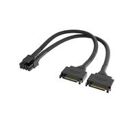 Akasa Câble adaptateur d'alimentation Dual SATA vers 8 broches pour processeur, répartiteur CPU 8 broches (4+4), 18 AWG, adaptateur convertisseur EPS - Câble d'extension - Convertit 2 SATA CPU vers