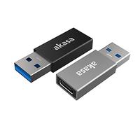 Akasa Adaptateur USB Type-A mâle vers USB Type-C Femelle | USB 3.2 Gen 2 | Jusqu'à 10 Gbit/s | Prend en Charge la Charge Rapide | Lot de 2 | Noir et Gris sidéral | AK-CBUB61-KT02