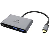 Akasa USB C Hub Typ C, Aluminium 4 in 1 USB C 100 W PD mit 10 Gbps High Speed Transfer, 2 x USB-A Data Ports, 1 x USB 3.0 PD und 1 x USB Ports, unterstützt Macbook, iPad, PC and More, AK-CBCA31-18BK