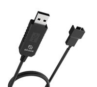 Akasa AK-CBFA10-60BK Câble convertisseur de Tension 5 V vers 12 V CC pour Ventilateur USB Type A vers Ventilateur PC 3 Broches et 4 Broches, 0,6 m, Sortie jusqu'à 12 V/0,7 A
