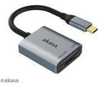 Akasa Lecteur de Cartes Double USB 3.2 Type-C, Lecteur de Cartes USB-C vers microSD/SD, Lecteur de Carte mémoire, Gris sidéral, Conçu pour Les téléphones, tablettes, Ordinateurs Portables, AK-CR-10BK