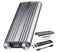 Akasa Boîtier SSD M.2 PCIe NVMe vers USB 3.2 Gen 2 x 2 en Aluminium | Taux de Transfert de 20 Gbit/s | Boîtier SSD Externe sans Outil | Gris sidéral | Pochette de Transport et Coussinet Thermique