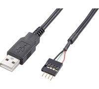 Akasa Câble USB USB 2.0 En-tête de broche 4 pôles, USB-A mâle 0.40 m noir contacts dorés, certifié UL EXUSBIE-40