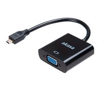 Akasa Convertisseur Micro HDMI vers VGA | FHD 1080p | Plaqué Or et Nickel | 15 cm | AK-CBHD21-15BK | Convient pour Raspberry Pi 4, GoPro Hero 7, Ordinateur Portable