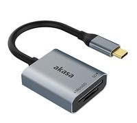 Akasa AK-CR-10BK, MicroSD (TransFlash), MicroSDHC, MicroSDXC, SD, SDHC, SDXC, Noir, Argent, 5000 Mbit/s, Aluminium, USB 3.2 Gen 2 (3.1 Gen 2) Type-C, 35 mm