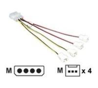 Akasa multi fan connection with speed reduction - Répartiteur d'alimentation de ventilateur - alimentation interne 4 plots (M) pour connecteur de ventilateur à 3 broches (M) - 15 cm G