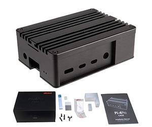 Akasa Pi-4 Pro Boîtier sans Ventilateur pour Raspberry Pi, Entièrement en Aluminium, Kit Thermique, eTeknix Editor's Choice Award, Compatible avec Raspberry Pi 4 modèle B, Noir, A-RA08-M2B