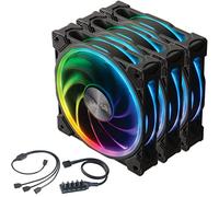 Akasa Soho AR - Lot de 3 Ventilateurs ARGB PWM de 120 mm, jusqu'à 2000 TR/Min, Ventilateur LED RVB adressable à Faible Bruit, câble répartiteur ARGB et hub de Ventilateur PWM Inclus, AK-FN108-KT03