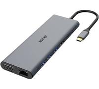Akasa Station d'accueil USB Type-C 14 en 1 | Double HDMI 4K, VGA 1080P, 2 ports de type C, 3 USB 3.2, 2 USB 2.0, Ethernet, lecteur de cartes SD/Micro, prise audio | PD 60 W | Gris sidéral |
