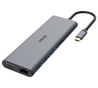 Akasa Station d'accueil USB Type-C 14 en 1 | Double HDMI 4K, VGA 1080P, 2 ports de type C, 3 USB 3.2, 2 USB 2.0, Ethernet, lecteur de cartes SD/Micro, prise audio | PD 60 W | Gris sidéral |