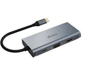 Akasa Station d'accueil USB Type-C 9 en 1 USB-C VGA HDMI RJ45 3 x USB-A SD microSD