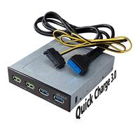 Akasa USB 3.1 Gen2 et Panneau de Charge Rapide Noir 5,25 Pouces