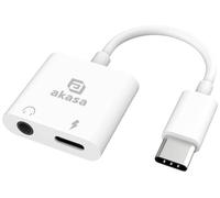 Akasa USB-C®, audio Adaptateur [1x USB-C® - 1x Casque (jack 3,5 mm), USB-C® femelle (Power Delivery)] AK-CBCA30-08WH 8 cm avec