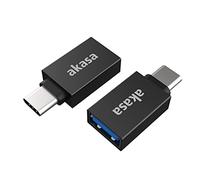 Akasa USB Type-C Male to USB Type-A Female Adapter | USB 3.2 Gen 2 | Up to 10 Gbps | Support Fast Charge | Compatible with Power Bank, PC, Laptop, Phone, Tablet | 2 Pack | Black | AK-CBUB62-KT02