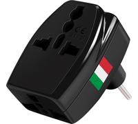 Adaptateur de Voyage Prise Type L Italie 3 sorties Universelles Noir